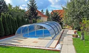 Srednje visoki pokrivač za bazen TROPEA sa srebrnim aluminijumskim profilima